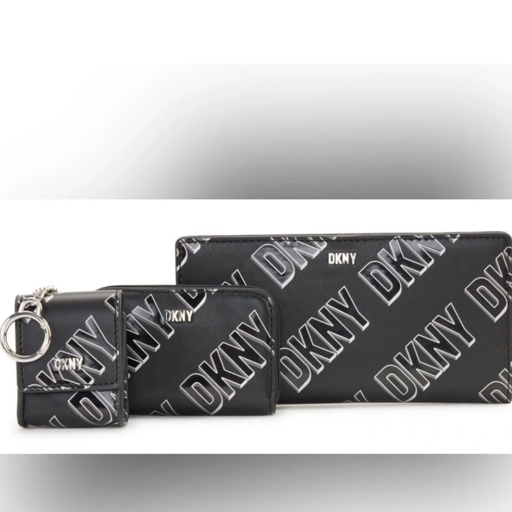 DKNY Women’s Casual Phoenix Box Set Classic Wallet Bi-Fold Wallet+Card+iPod Case